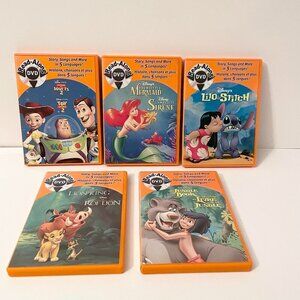 5 Read Along DVDs Lion King Little Mermaid Toy Story Lilo Jungle Book
